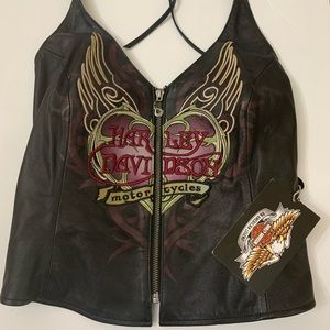 Harley Davidson Leather Halter Top